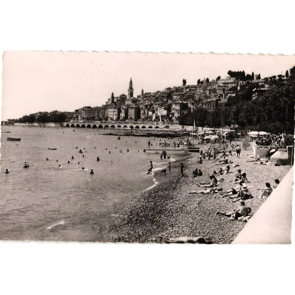 Cote DAzur Menton La Plage Des Sablettes Vintage Postcard French Riviera Beach S